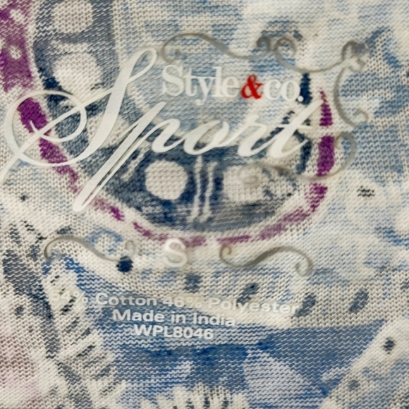 Vintage 90s Y2K Style&Co Sport Paisley Boho Rhinestone Scoop Neck T-Shirt - Picture 4 of 5